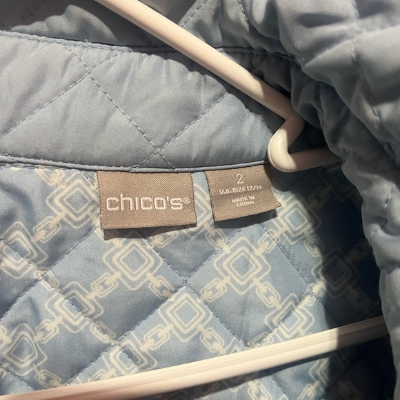 Chico’s NEW Women’s  Quilted Jacket Soft Blue Preppy Pastel Riding Classic - Picture 3 of 3